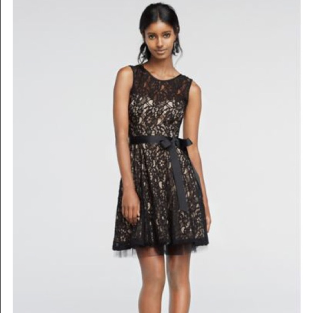 Lace overlay cocktail dress